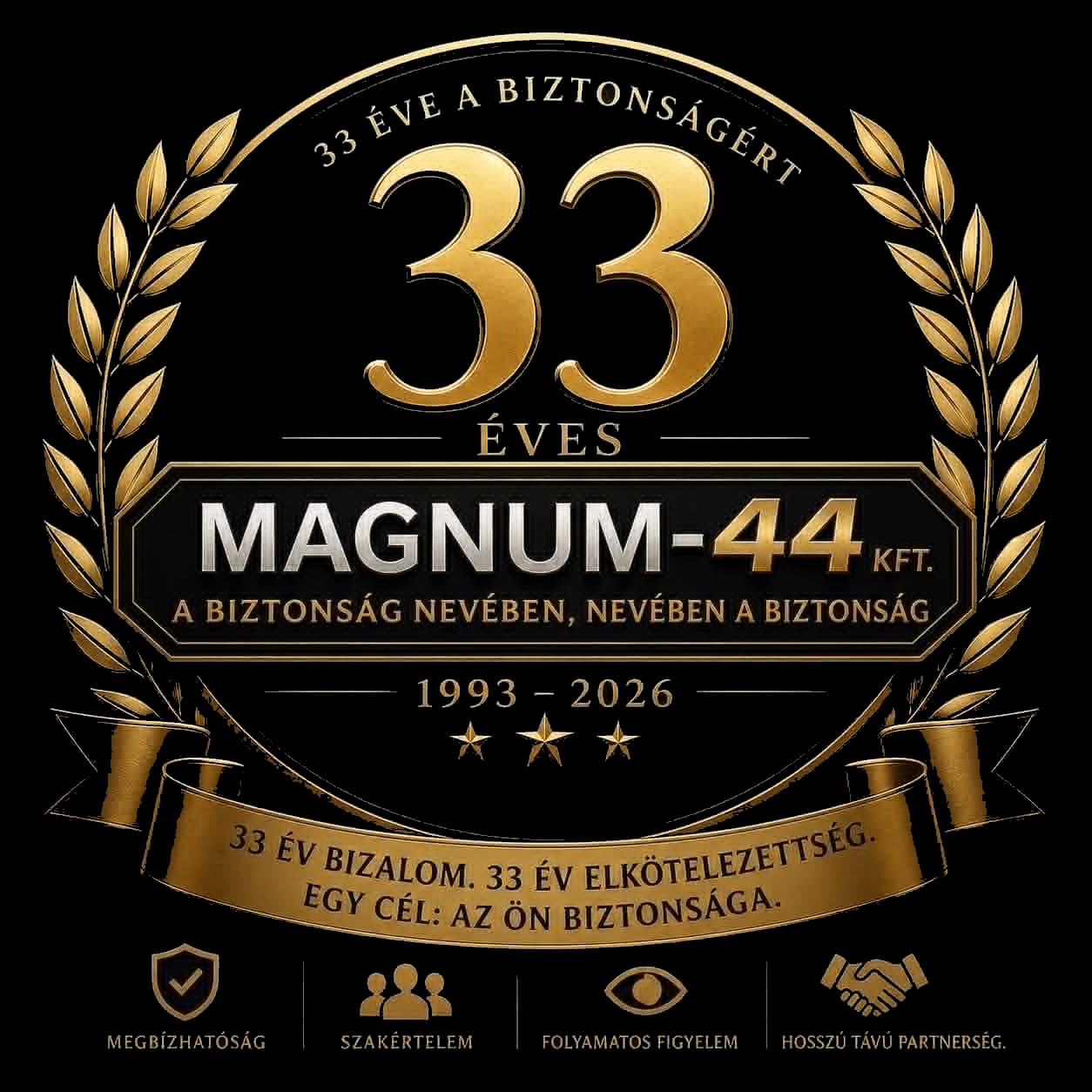Magnum-44 — 33 éves jubileumi jelvény, értékekkel